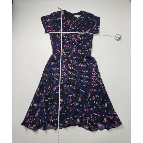 Jason Wu Collective x RTR Pre-Loved Navy Floral Ruched Dress Fit & Flare Pick Sz - Picture 3 of 16